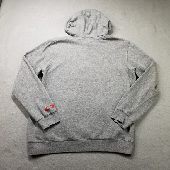 Oakley Hoodie Mens Size L Gray Pullover Hooded Sweatshirt Circle Logo - Picture 7 of 9
